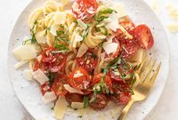 Summer Bucatini with Vine-Ripened Marinated Tomatoes