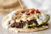Creamy Feta Burger Pitas with Tangy Mediterranean Sauce
