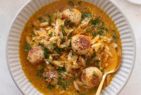 Hearty Chicken Meatball Orzo Soup Recipe
