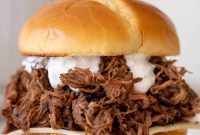 Pumpkin Beer Slow-Cooked Shredded Beef Sandwiches