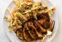 Sticky Apple Cider Chicken with Crisp Autumn Slaw