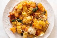 Baked Butternut Squash, Sausage & Spinach Pasta Casserole