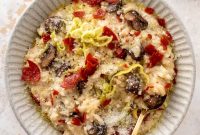 Supreme Pizza Risotto with Crispy Pepperoni Crumble