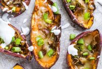 Savory Sweet Potato Skins Recipe with Cheesy Bacon Filling