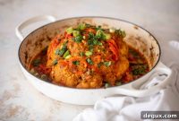 Whole Roasted Cauliflower in Creamy Coconut Curry Sauce