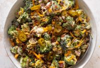 Jalapeño Cheddar Broccoli Salad with Creamy Lime Dressing