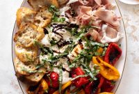 Summer Snack Plate with Grilled Peppers and Prosciutto