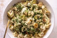 Roasted Cauliflower and Potato Salad with Lemon Herb Dressing