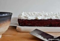 Red Velvet Brownies Topped with White Chocolate Frosting