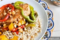 Skillet Chicken with Bell Peppers and Crunchy Peanuts