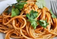 Cheesy Chicken Enchilada Spaghetti Bake