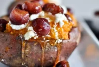 Roasted Grape, Goat Cheese & Honey Stuffed Sweet Potatoes