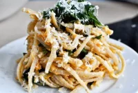 Creamy Sweet Potato Pasta with Crispy Kale Crumble