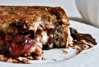 Roasted Strawberry, Brie & Chocolate Grilled Cheese Sandwich