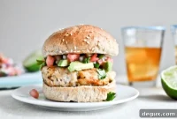 Tilapia Burger with Watermelon Salsa and Avocado