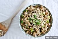 Toasted Sesame Quinoa with Garlic Chicken Bowl