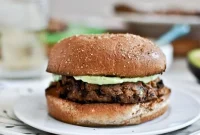 Double Bean Burgers with Avocado Basil Cream Recipe
