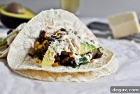 Grilled Corn & Mushroom Tacos with Roasted Poblano and Chipotle Crema