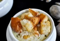 New England Clam Chowder with Brown Butter Garlic Croutons