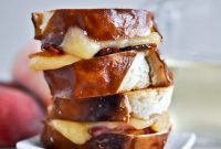 Peach, Bacon & Gouda Grilled Cheese Sliders on Pretzel Rolls