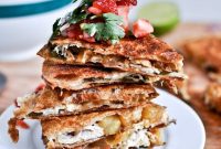 Caramelized Pineapple Quesadillas with Spicy Strawberry Salsa