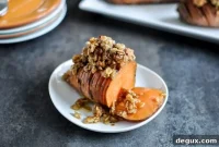 Cinnamon Sugar Hasselback Sweet Potatoes with Oatmeal Cookie Crumble