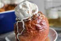 Bourbon-Baked Apples with Caramel Sauce and Pecans