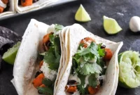 Smoky Sweet Potato & Black Bean Tacos with Tangy Lime Slaw