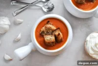 Creamy Tomato Soup with Brown Butter Garlic Croutons