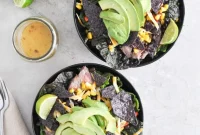 Tequila-Lime Flank Steak Fajita Salad with Chile-Lime Vinaigrette