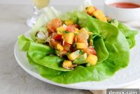 Crispy Beer-Battered Shrimp Lettuce Wraps with Mango Avocado Salsa