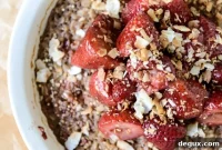 Crunchy Quinoa Baked Oatmeal with Caramelized Strawberries & Toasted Coconut