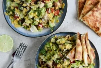 Chicken Taco Salad with Crispy Cheese Quesadilla Strips