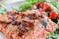 Grilled Maple Dijon Salmon with Crispy Bacon