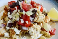 Greek-Marinated Chicken Tostadas: Crispy Tostadas with Tangy Chicken