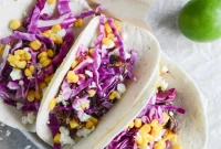 Smoky Crockpot Brisket Tacos with Shredded Cabbage & Sweet Corn