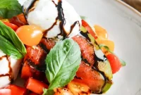 Honey-Grilled Watermelon Caprese Salad with Basil and Feta