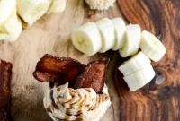Bacon Banana Cupcakes with Peanut Butter Frosting and Bourbon Drizzle