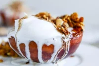Caramelized Peaches and Cream with Toasted Crumble
