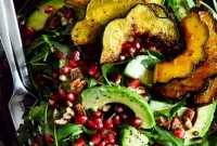 Autumn Aropped Arugula Salad with Caramelized Squash & Pomegranate Ginger Vinaigrette – Video