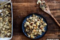 Pretzel Bread Quinoa Stuffing with Garlic Butter Mushrooms Recipe