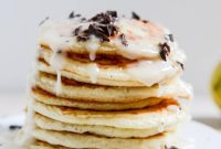 Whipped Ricotta Pancakes with Bittersweet Chocolate & Lemon Glaze