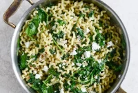 Caramelized Shallot, Spinach & Goat Cheese Garlic Butter Pasta Recipe