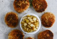 Crispy Goat Cheese Risotto Cakes with Vanilla Salted Pears