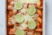 Spicy Beer-Braised Lime Chicken Enchiladas