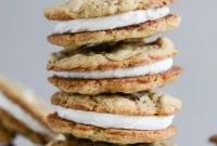Chewy Oatmeal Sandwich Cookies with Black and White Chocolate Chips