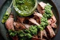 Garlic Brown Sugar Flank Steak with Vibrant Chimichurri