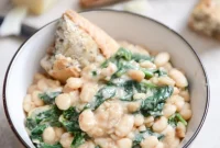 Creamy Parmesan White Bean Stew with Spicy Greens Recipe