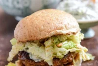 Gorgonzola Turkey Burgers with Chili-Garlic Slaw
