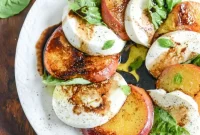 Caramelized Peach Caprese with Smoked Sea Salt and Fresh Basil
